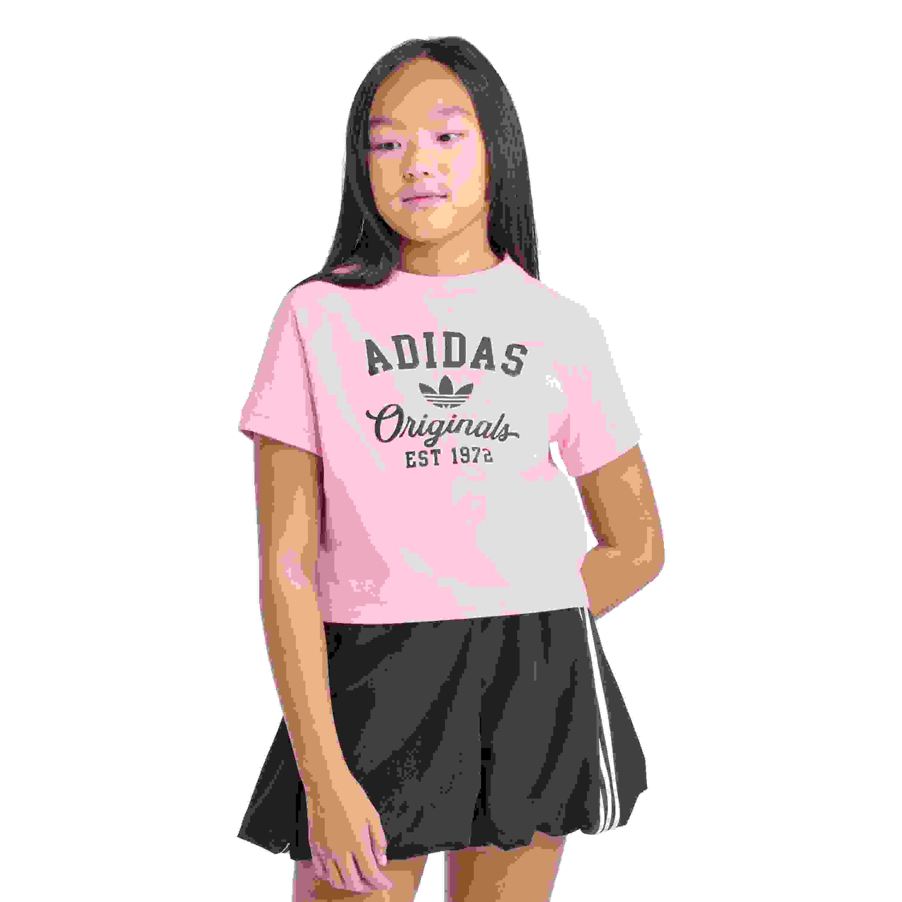 adidas Tight Fit Trefoil Puff Ink Big Girls' Pink Tee